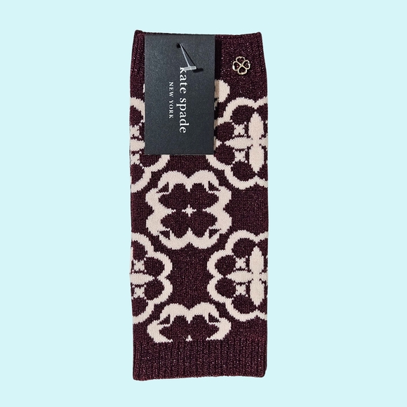 Bundle Kate Spade Wool Blend Arabesque Beanie & Arm Warmers English Rose Floral - Picture 7 of 9